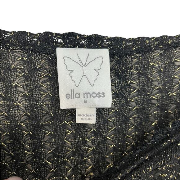 ELLA MOSS Black and Metallic Gold Boat Neck Long Sleeve Knit Top Women’s Size M - Picture 5 of 7